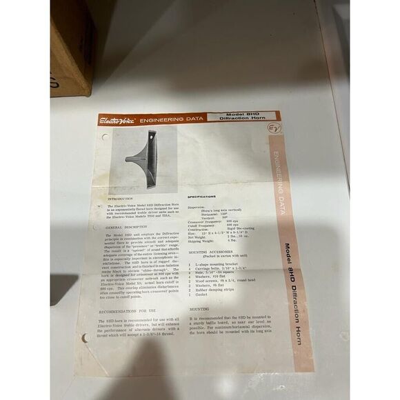 Electro Voice EV Metal Diffraction Horn 8HD Crossover 800 CPS New Open Box 2 P - Picture 12 of 14